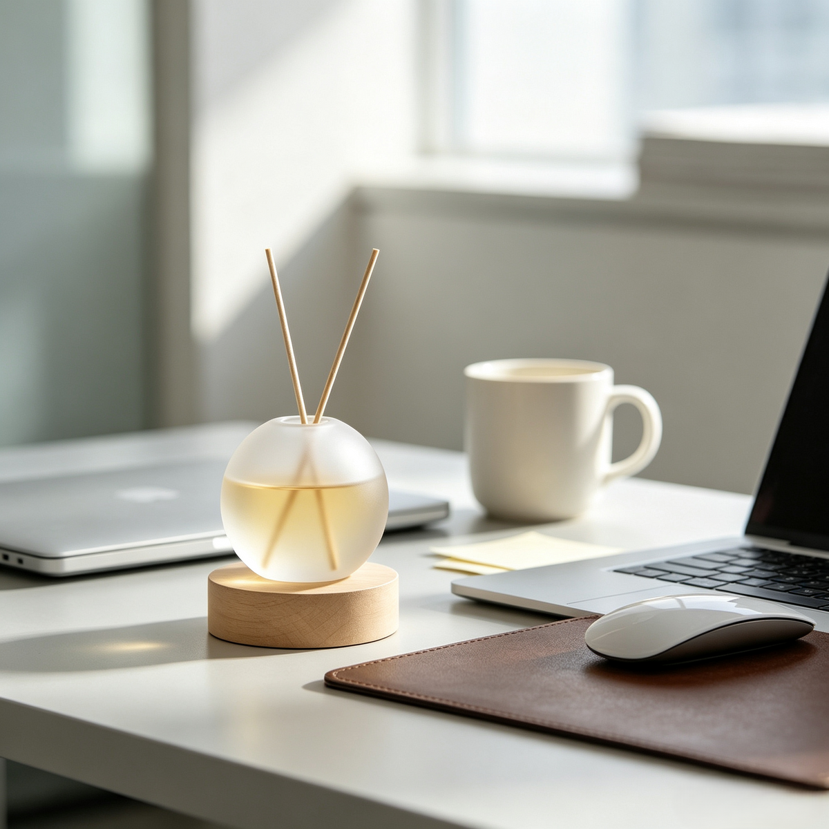 Frosted Glass Reed Diffuser Bottle with Wood Base