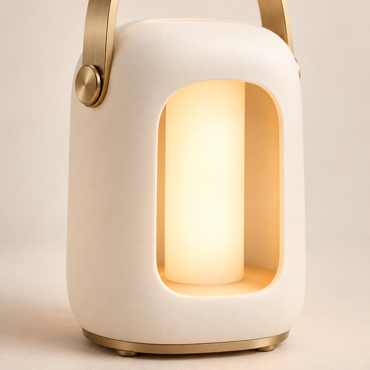 Portable Cream White LED Lantern – Minimalist Night Light with Warm Ambient Glow