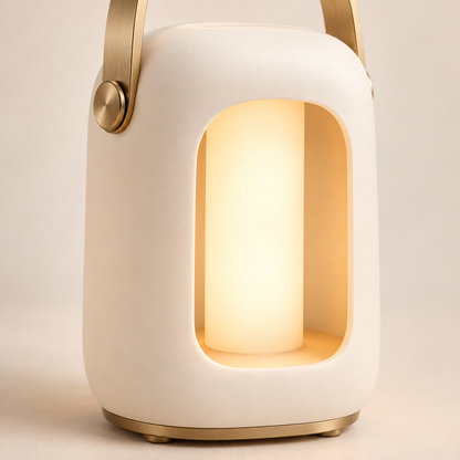 Portable Cream White LED Lantern – Minimalist Night Light with Warm Ambient Glow
