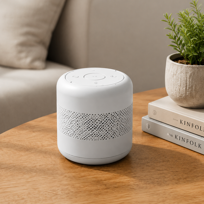 Minimalist Matte White Round Bluetooth Speaker