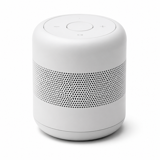 Minimalist Matte White Round Bluetooth Speaker