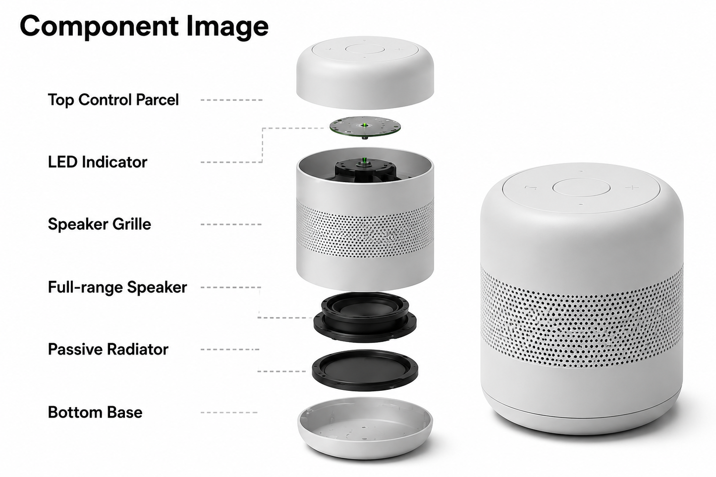 Minimalist Matte White Round Bluetooth Speaker