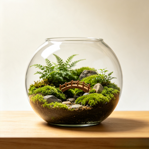 Open-Top Round Glass Terrarium Bowl