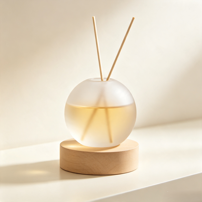 Frosted Glass Reed Diffuser Bottle with Wood Base