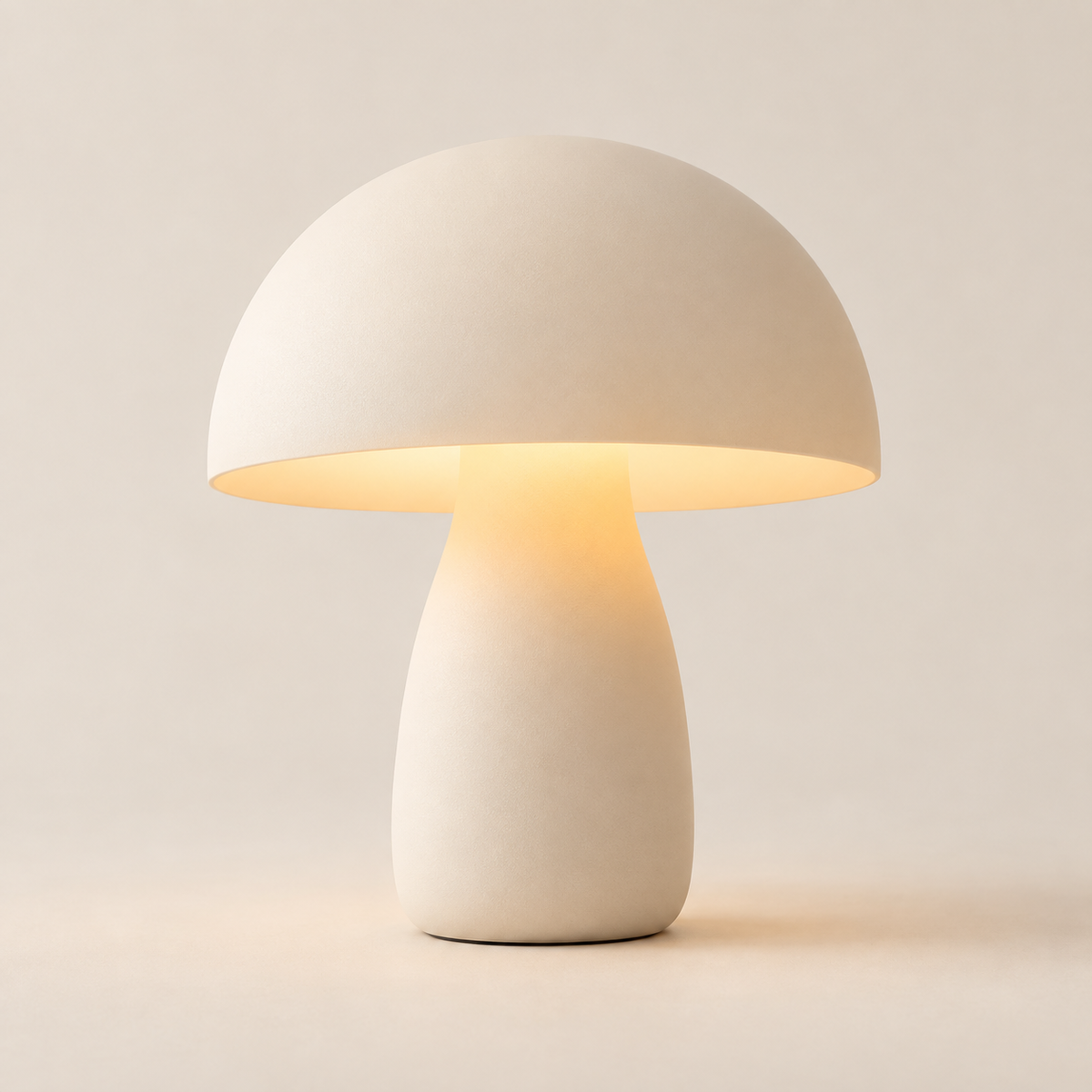 Cream White Mushroom-Shaped LED Table Lamp – Minimalist Night Light with Warm Ambient Glow
