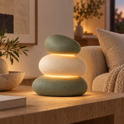 Stacked Stone-Style LED Table Lamp – Decorative Ambient Light with a Warm White Glow