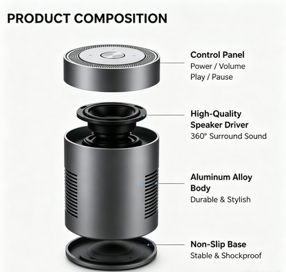 Portable 360° Surround Sound Bluetooth Speaker