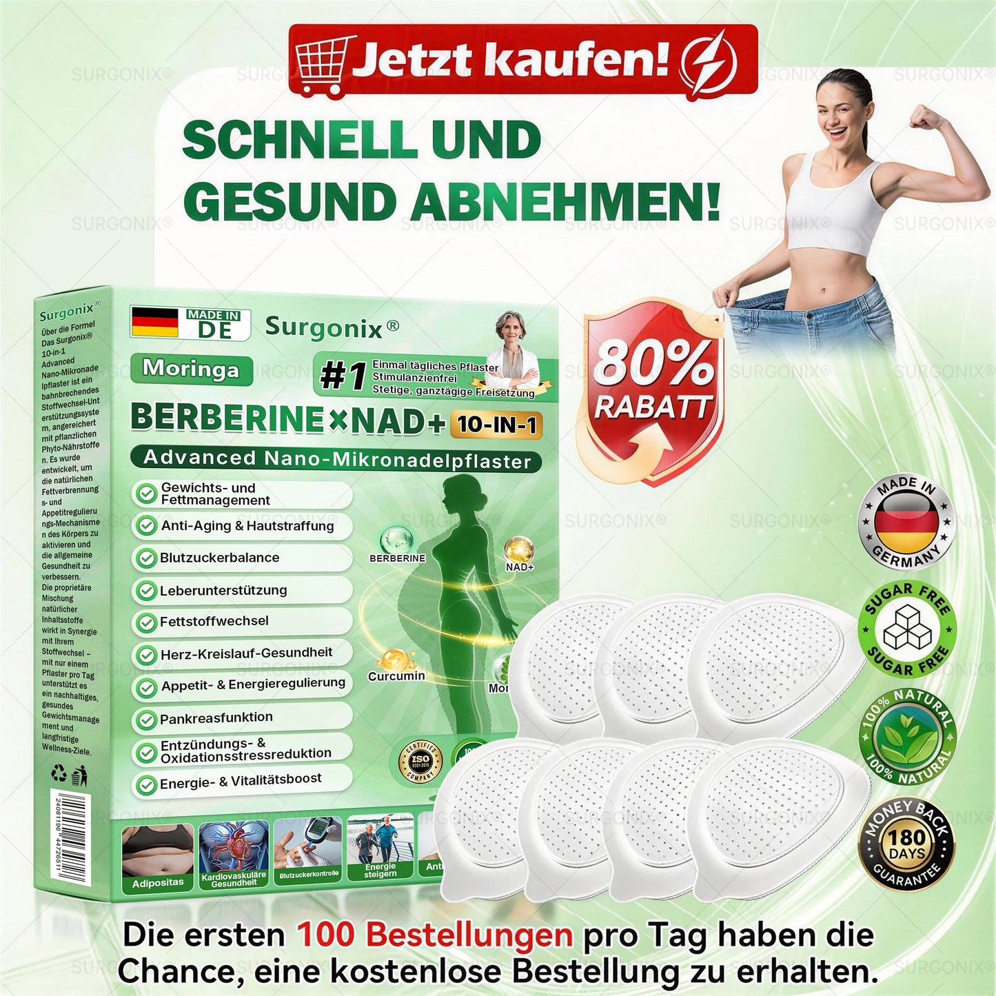 𝗢ffizieller Shop |  𝖲𝗎𝗋𝗀𝗈ᴎ𝗂𝗑® 𝗠𝗼𝗿𝗶𝗻𝗴a · 𝗕erberin ＆ NAD＋10-IN-1 𝗙ortschrittliches 𝗡ano-Mikronadel-𝑷𝒇𝒍𝒂𝒔𝒕𝒆𝒓 (1x täglich, sichtbare Veränderungen in 7 Tagen) ✨ Für Adipositas, Herz-Kreislauf-Gesundheit, Diabetes, Schlafapnoe, Gelenkprobleme u.v.m🌿