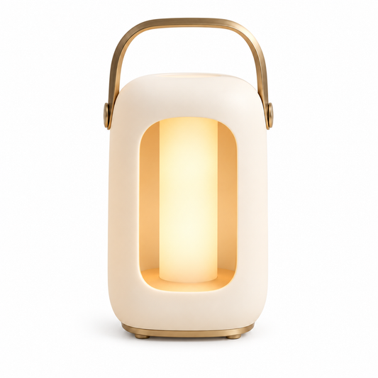 Portable Cream White LED Lantern – Minimalist Night Light with Warm Ambient Glow
