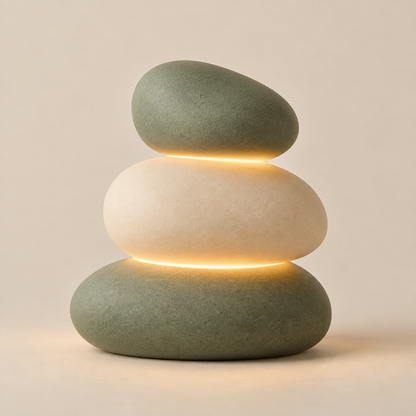 Stacked Stone-Style LED Table Lamp – Decorative Ambient Light with a Warm White Glow