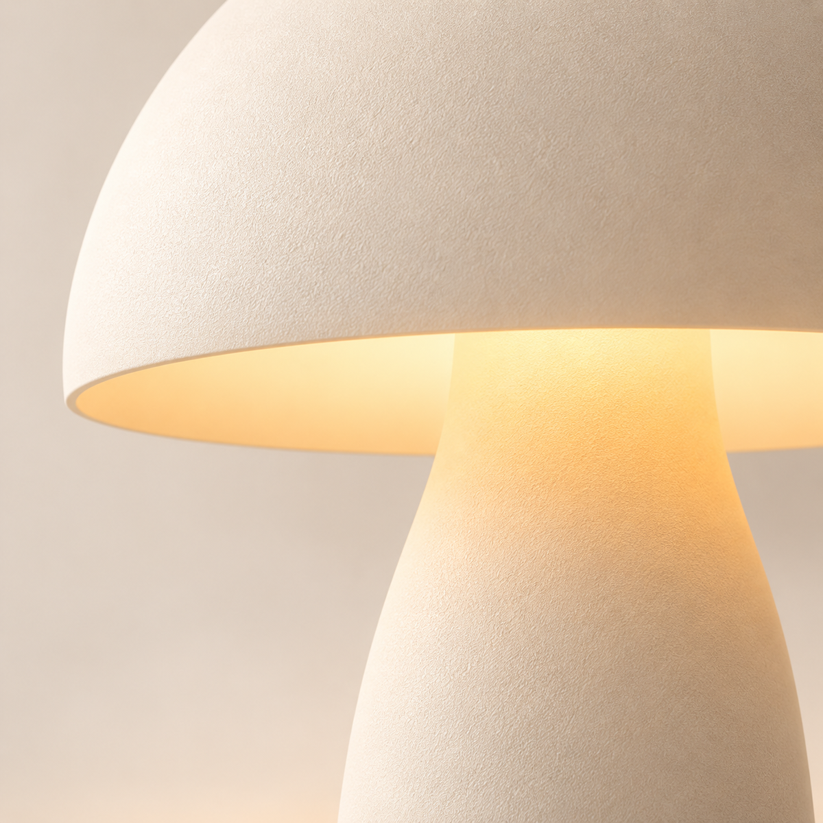 Cream White Mushroom-Shaped LED Table Lamp – Minimalist Night Light with Warm Ambient Glow