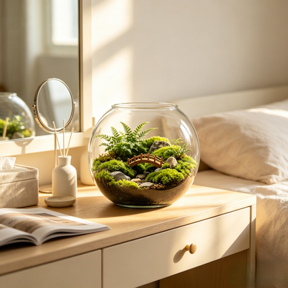 Open-Top Round Glass Terrarium Bowl