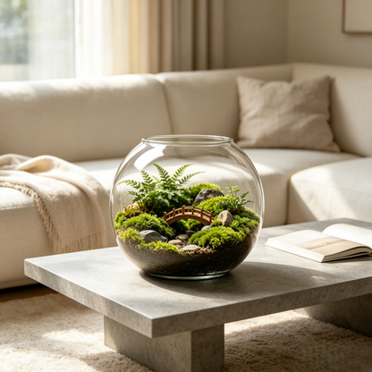 Open-Top Round Glass Terrarium Bowl