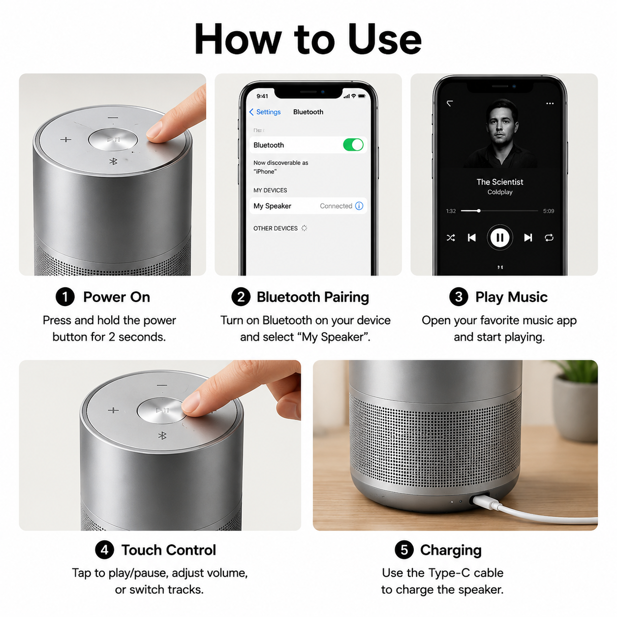 Premium Brushed Metal Bluetooth Speaker