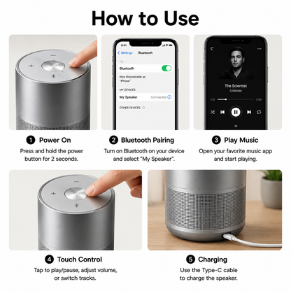 Premium Brushed Metal Bluetooth Speaker