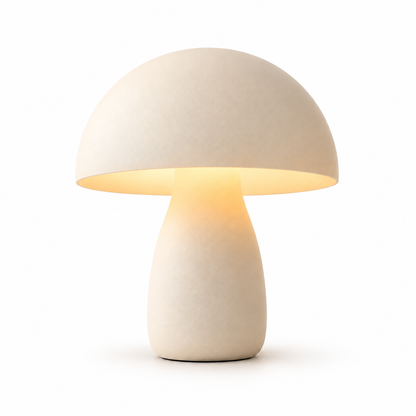 Cream White Mushroom-Shaped LED Table Lamp – Minimalist Night Light with Warm Ambient Glow