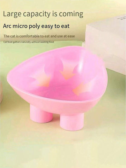 1pc Raised Cat Bowl, Tilted Elevated Cat Feeder Bowl With Neck Protection Riser, Plastic Cat Food & Water Bowl