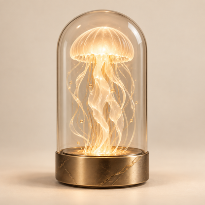 Decorative Jellyfish Lamp Under Glass – Elegant Ambient Light with a Warm Glow for Living Rooms and Bedrooms