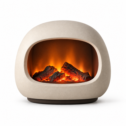 Decorative Cream White LED Fireplace Lamp – Modern Ambient Light with a Cozy Flame Effect