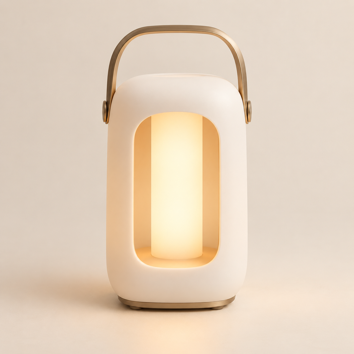 Portable Cream White LED Lantern – Minimalist Night Light with Warm Ambient Glow