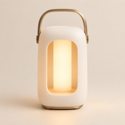 Portable Cream White LED Lantern – Minimalist Night Light with Warm Ambient Glow